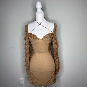 House of CB Ruched Mesh Bodycon Dress – Size XS
